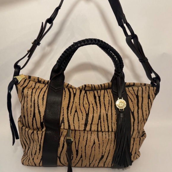 Aimee Kestenberg Suzie Satchel Tiger Print Leather Convertible Crossbody Bag - Picture 1 of 10